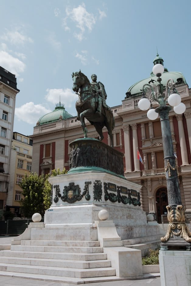 The Prince Mihailo monument on Republic Square in central Belgrade